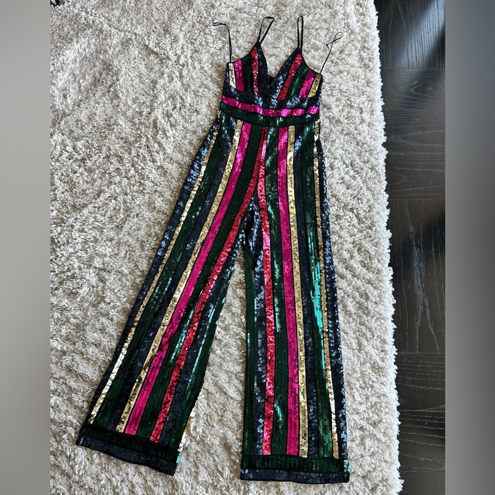 Express Multicolor Sequin Jumpsuit | Size XS
